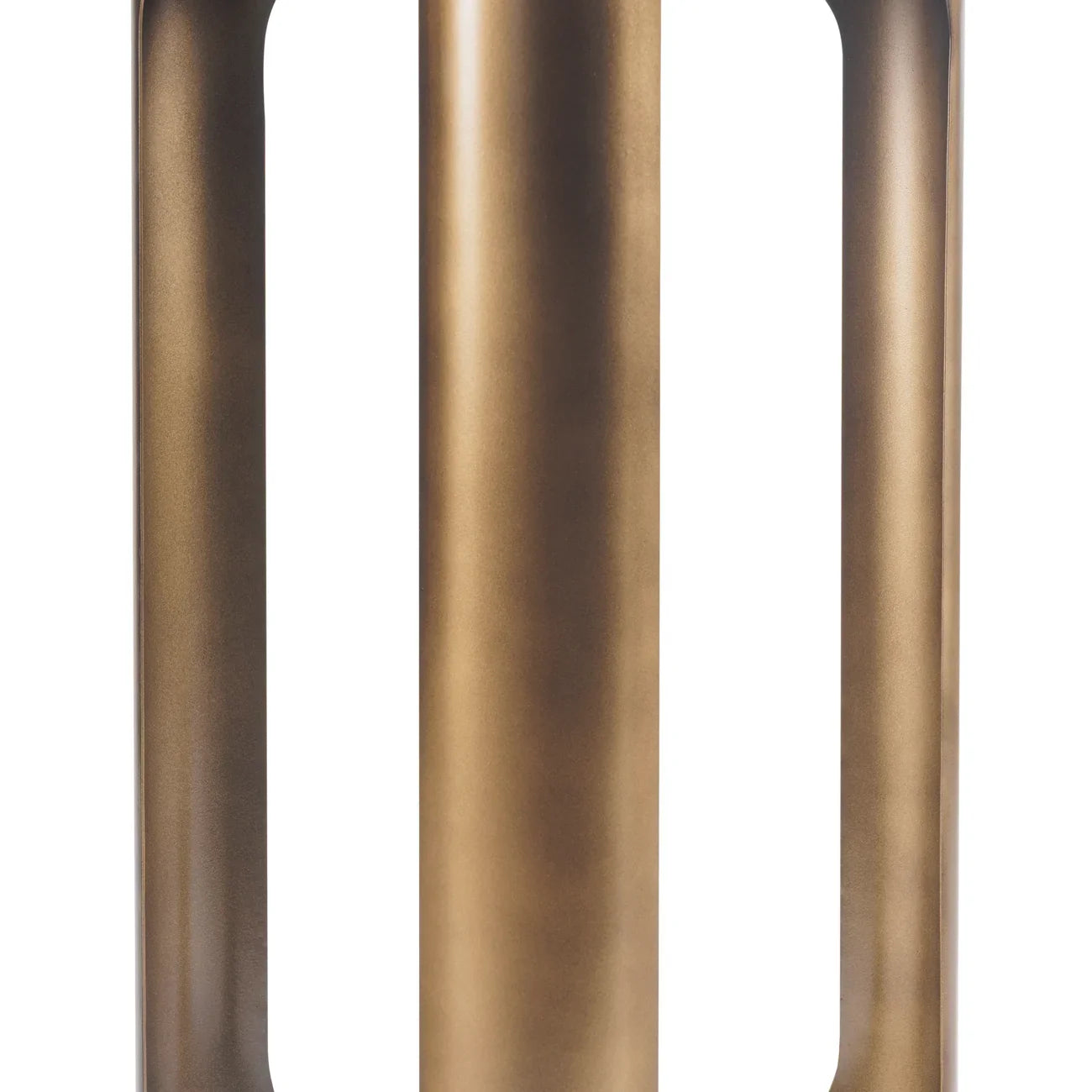 Bronze metallic table leg with smooth, sleek finish.