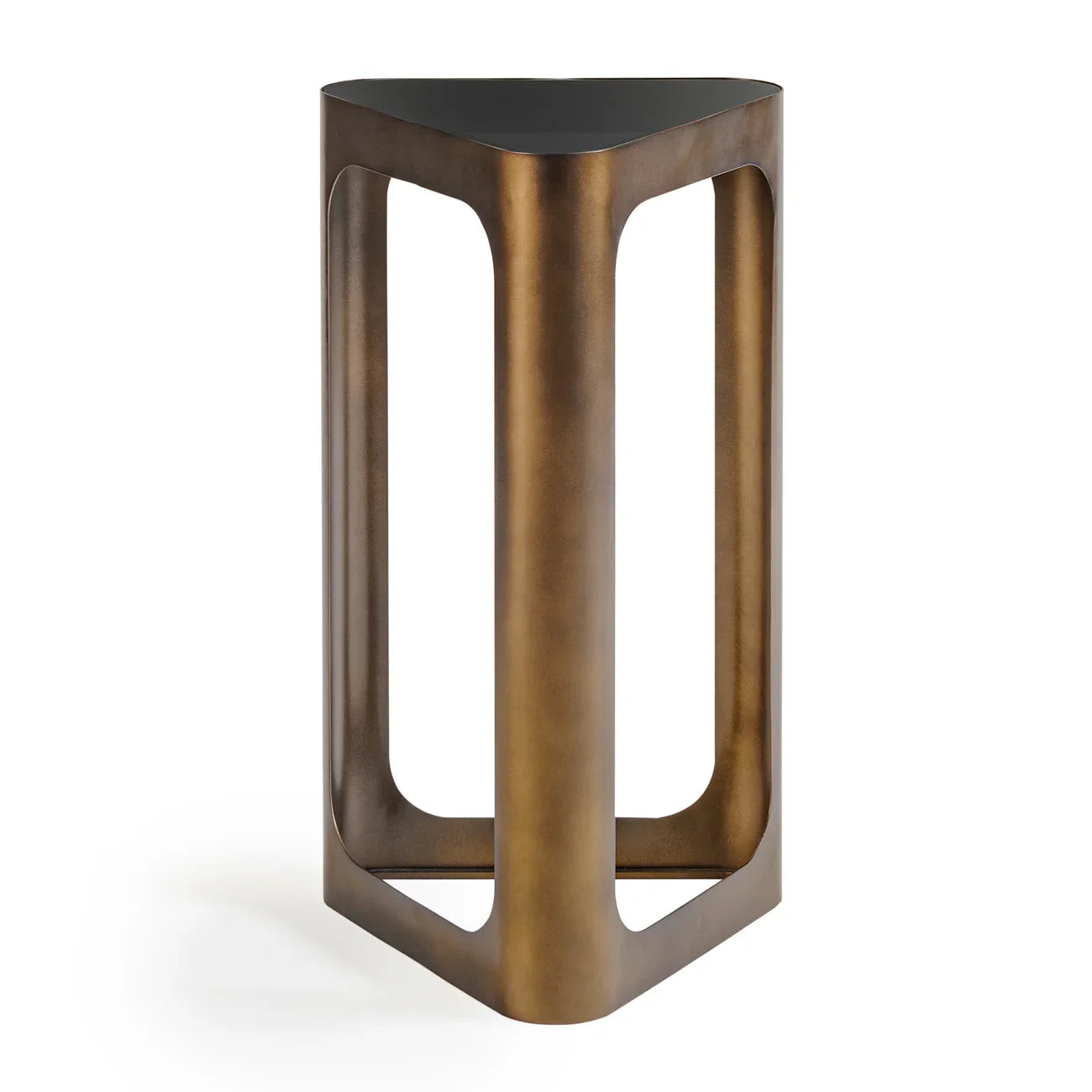 Bronze triangular table with black glass top | Home Centre Direct UK