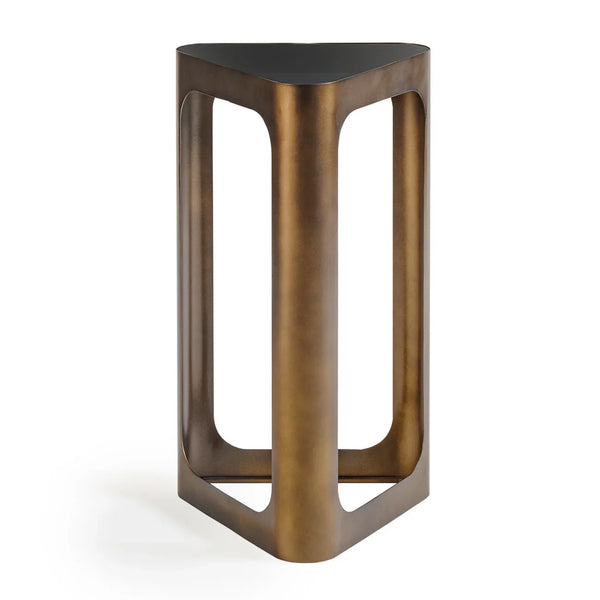 Bronze triangular table with black glass top | Home Centre Direct UK