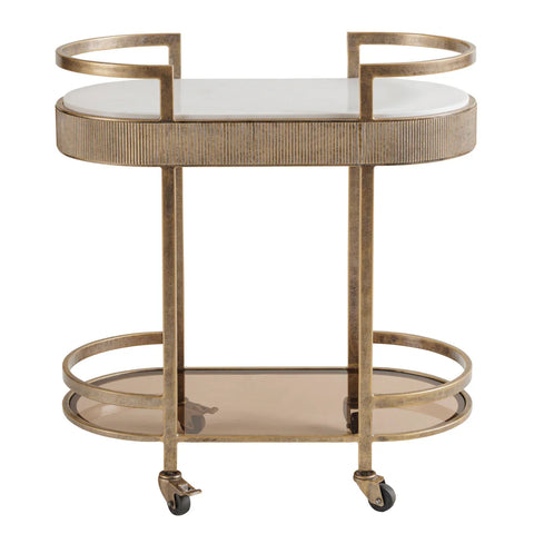 Aged gold drinks trolley with marble top and glass shelf | Home Centre Direct UK