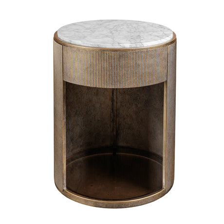 Aged gold round side table with marble top | Home Centre Direct UK