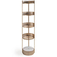 Aged gold round shelving unit with marble base | Home Centre Direct UK