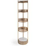 Aged gold round shelving unit with marble base | Home Centre Direct UK