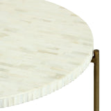 Round table with ivory inlay and brass legs detail.