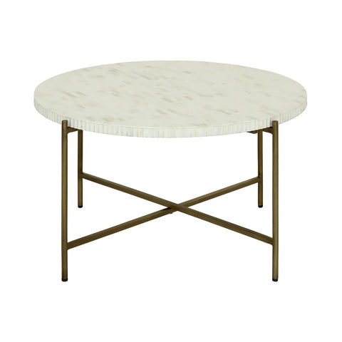 Cream round inlay table with brass legs | Home Centre Direct UK