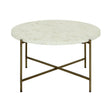 Cream round inlay table with brass legs | Home Centre Direct UK
