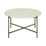 Cream round inlay table with brass legs | Home Centre Direct UK