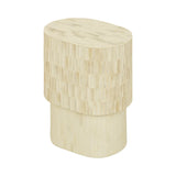 Cream bone inlay side table with layered texture design.