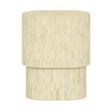 Cream bone inlay round side table with textured surface | Home Centre Direct UK