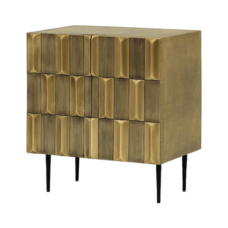 Gold textured cabinet with two doors and sleek black legs | Home Centre Direct UK
