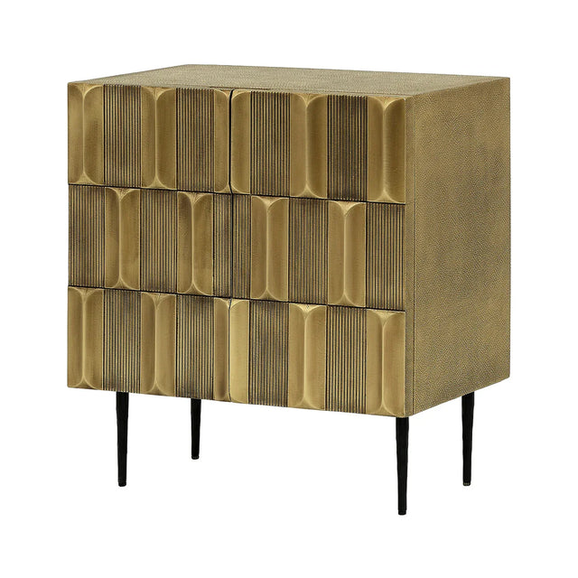 Gold textured cabinet with two doors and sleek black legs | Home Centre Direct UK