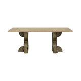 Beige travertine dining table with ornate pedestal legs | Home Centre Direct UK