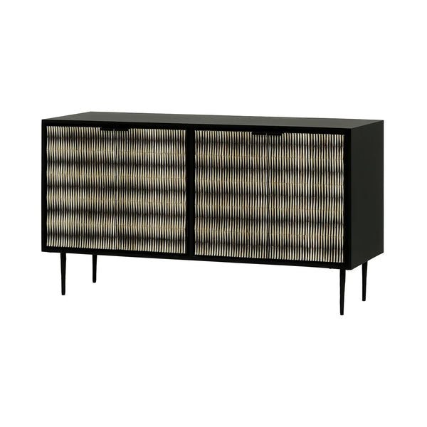 Black sideboard with intricate bone inlay pattern | Home Centre Direct UK