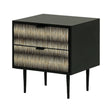 Black bedside table with intricate bone inlay pattern | Home Centre Direct UK