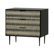 Black chest with intricate bone inlay pattern and sleek legs | Home Centre Direct UK