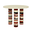 Cream bone inlay dining table with patterned cylindrical legs | Home Centre Direct UK
