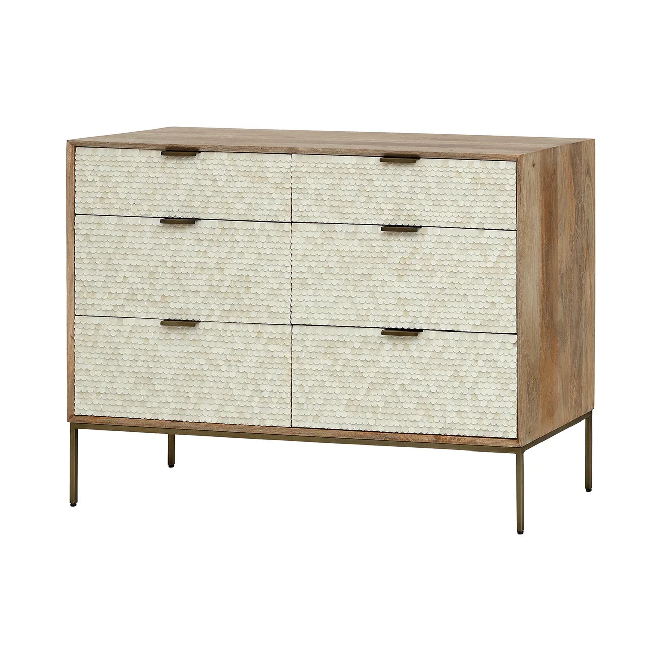Cream bone inlay dresser with metal legs | Home Centre Direct UK