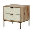 Natural wood bedside table with white scalloped inlay drawers | Home Centre Direct UK