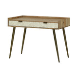Light wood desk with bone inlay drawers and tapered legs | Home Centre Direct UK