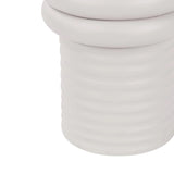 White ribbed base of a side table with smooth curves