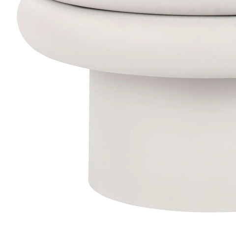White coffee table base with smooth, rounded edges.