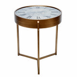 Bronze round side table with glass top and Roman numeral design | Home Centre Direct UK