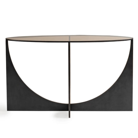 Black sculpted console table with glass top | Home Centre Direct UK