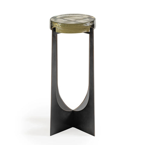 Bronze metal table with circular glass top | Home Centre Direct UK