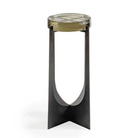 Bronze metal table with circular glass top | Home Centre Direct UK