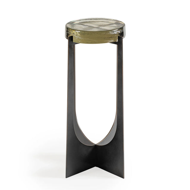 Bronze metal table with circular glass top | Home Centre Direct UK