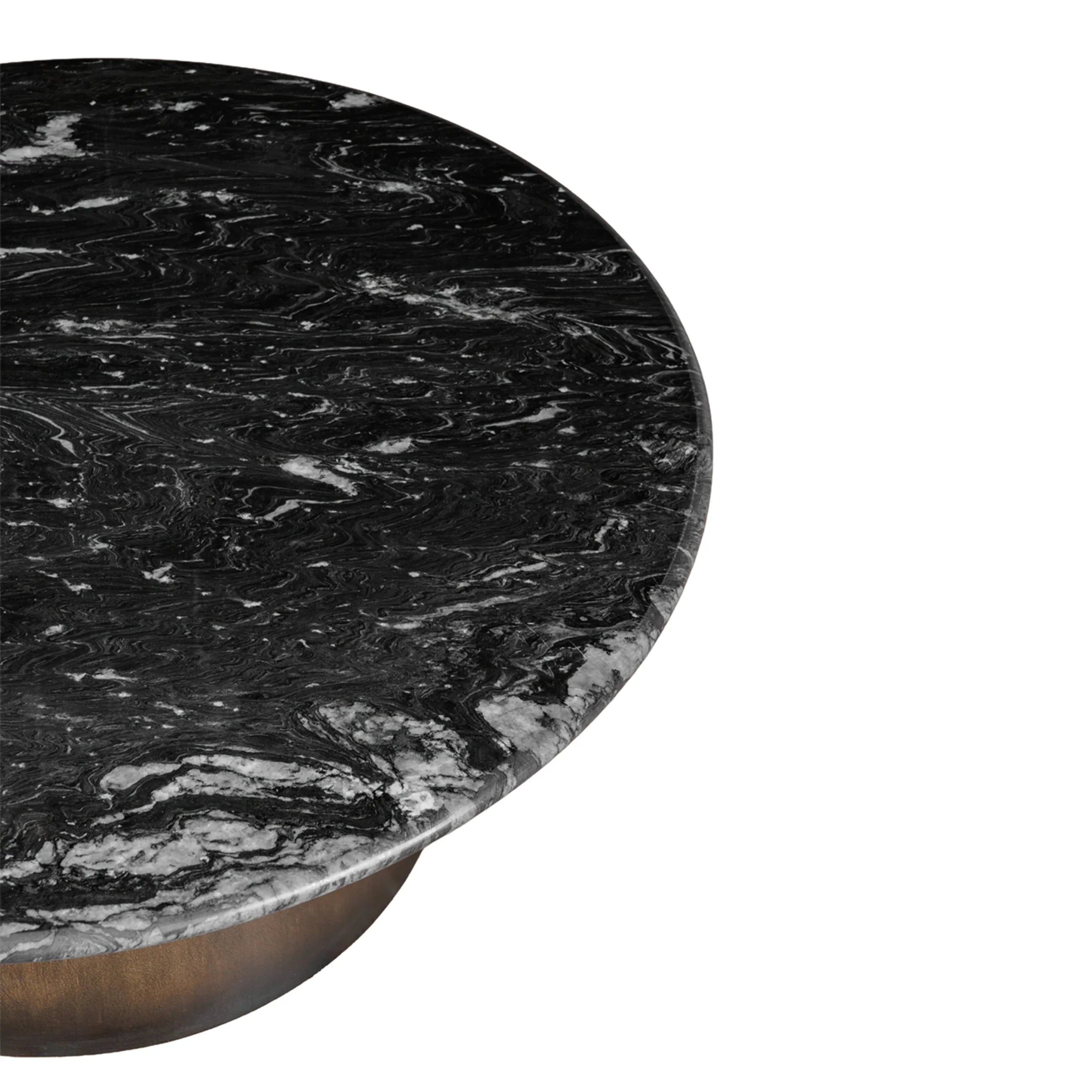 Black marble tabletop with swirling white patterns