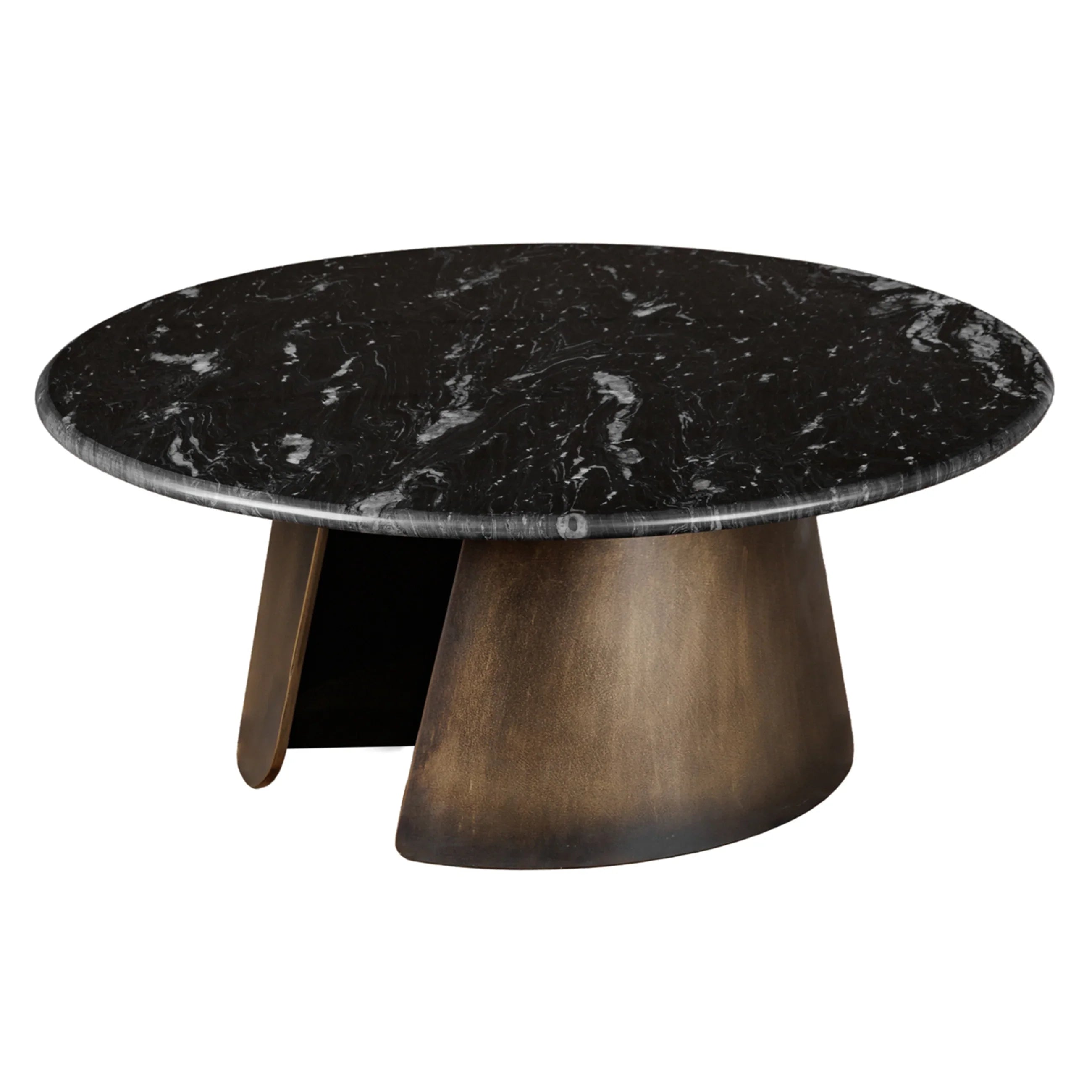 Black marble round coffee table with bronze base | Home Centre Direct UK