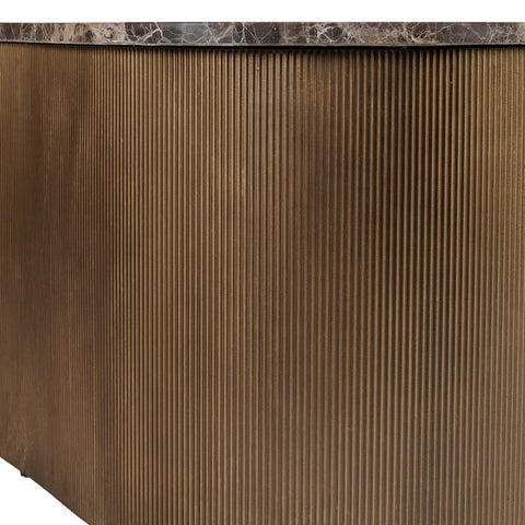 Bronze ribbed base with dark marble top detail.