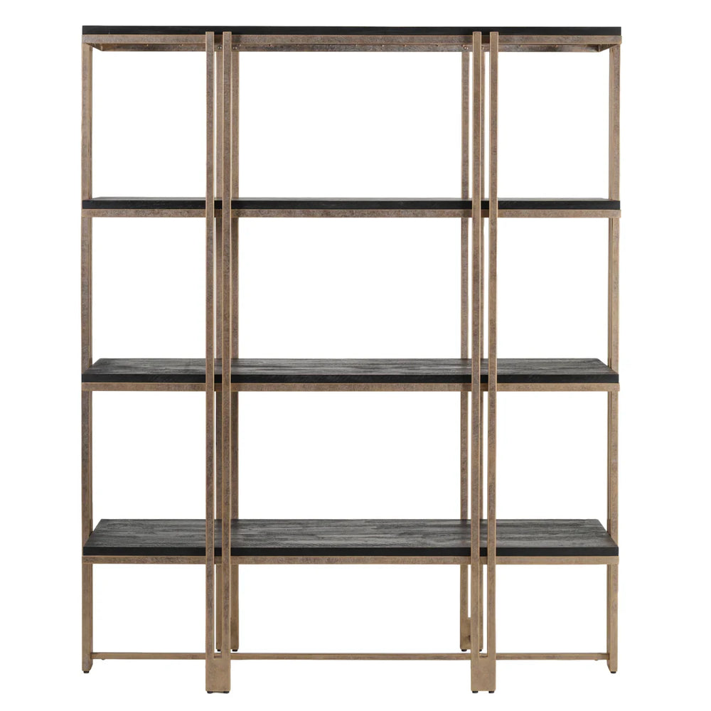 Natural wood and metal shelving unit with open design | Home Centre Direct UK