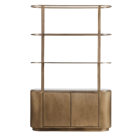 Gold metal shelving unit with storage cabinet | Home Centre Direct UK