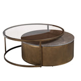 Gold nesting coffee tables with glass and marble tops | Home Centre Direct UK