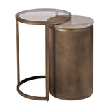 Gold nesting side tables with glass and marble tops | Home Centre Direct UK