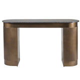 Bronze study desk with rounded edges and ribbed legs | Home Centre Direct UK