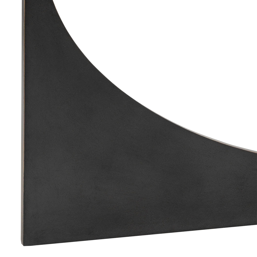 Black sculpted table leg with smooth finish detail.