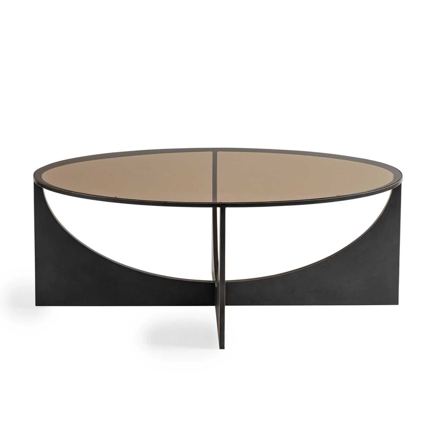 Black metal coffee table with a round glass top | Home Centre Direct UK