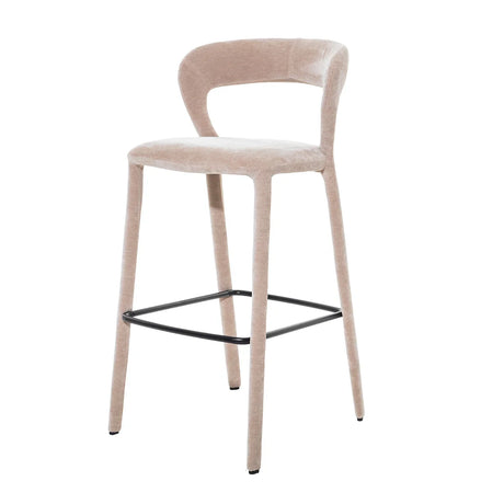 Taupe upholstered bar stool with curved backrest | Home Centre Direct UK