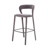 Grey upholstered bar stool with curved backrest | Home Centre Direct UK