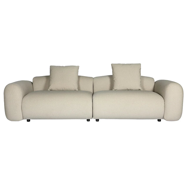 Warm stone velvet three-seater sofa with cushions | Home Centre Direct UK