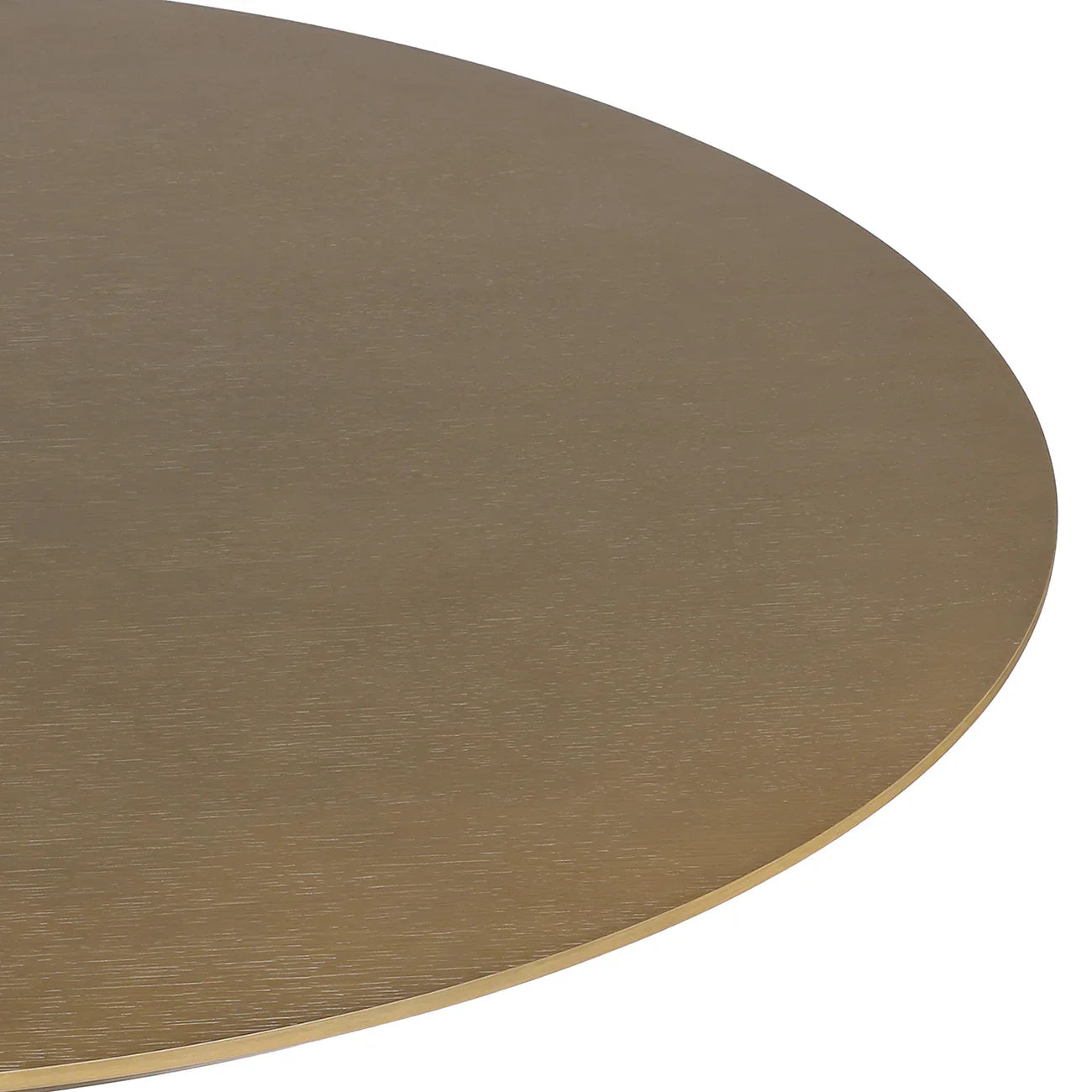 Golden round table surface with smooth finish detail.