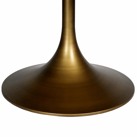 Brushed gold table base with smooth, flared design.