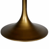 Brushed gold table base with smooth, flared design.