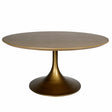 Golden round dining table with a sleek pedestal base | Home Centre Direct UK
