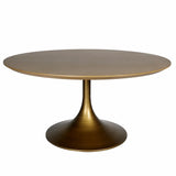 Golden round dining table with a sleek pedestal base | Home Centre Direct UK