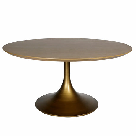 Golden round dining table with a sleek pedestal base | Home Centre Direct UK