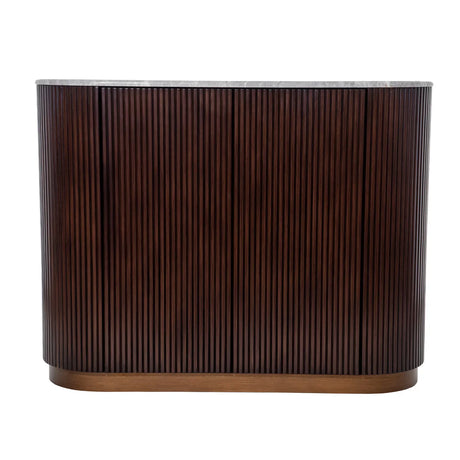 Dark wood cabinet with ribbed texture and marble top | Home Centre Direct UK